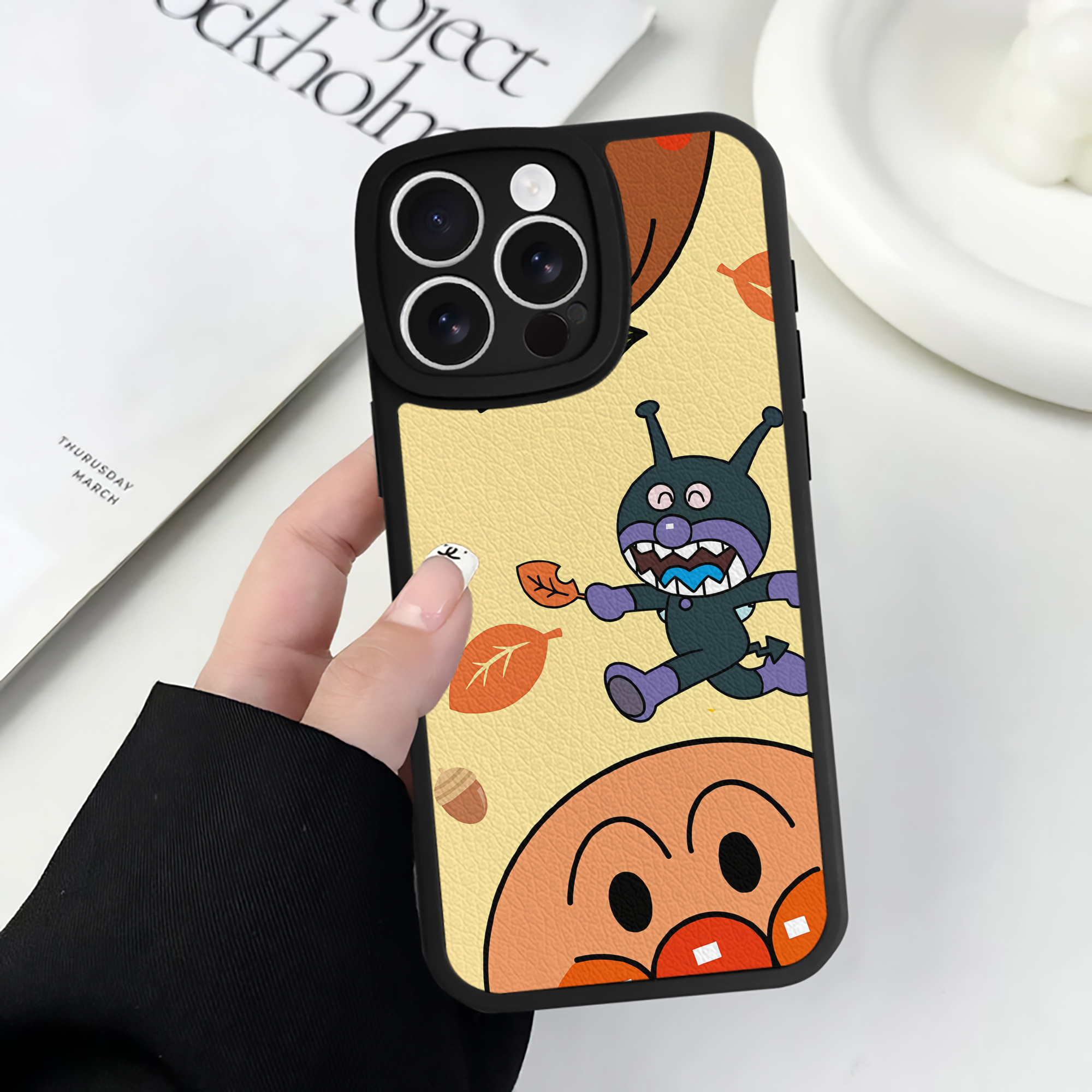 （画像用） アンパンマン Anpanman 【iPhone 16シリーズ対応】シリコンスマホケース（レザー調） 材質：シリコン